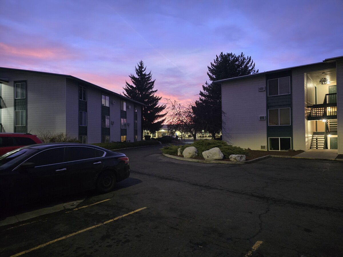 Lyons Properties exterior at sunset